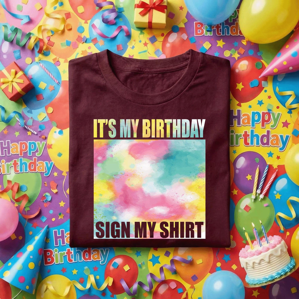 It’s My Birthday Sign My Shirt Women, Colorful Birthday Party Tee Girls, Fun Birthday Outfit for Her, Interactive Birthday Shirt Gift Idea