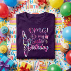 OMG It’s My Sister’s Birthday Shirt, Cute Butterfly Rainbow Tee, Matching Family Party Outfit, Sister Birthday Gift Idea, Girls Celebration
