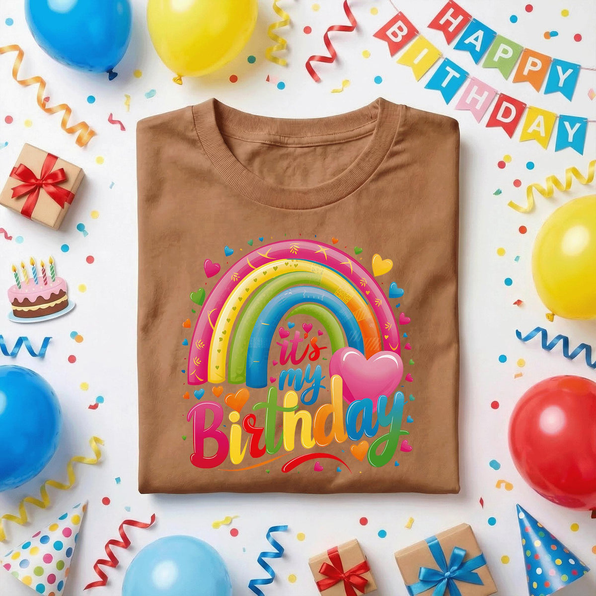 It’s My Birthday Rainbow Shirt, Colorful Heart Birthday Tee, Cute Kids Party Outfit, Fun Rainbow Graphic Shirt, Birthday Girl Gift Idea