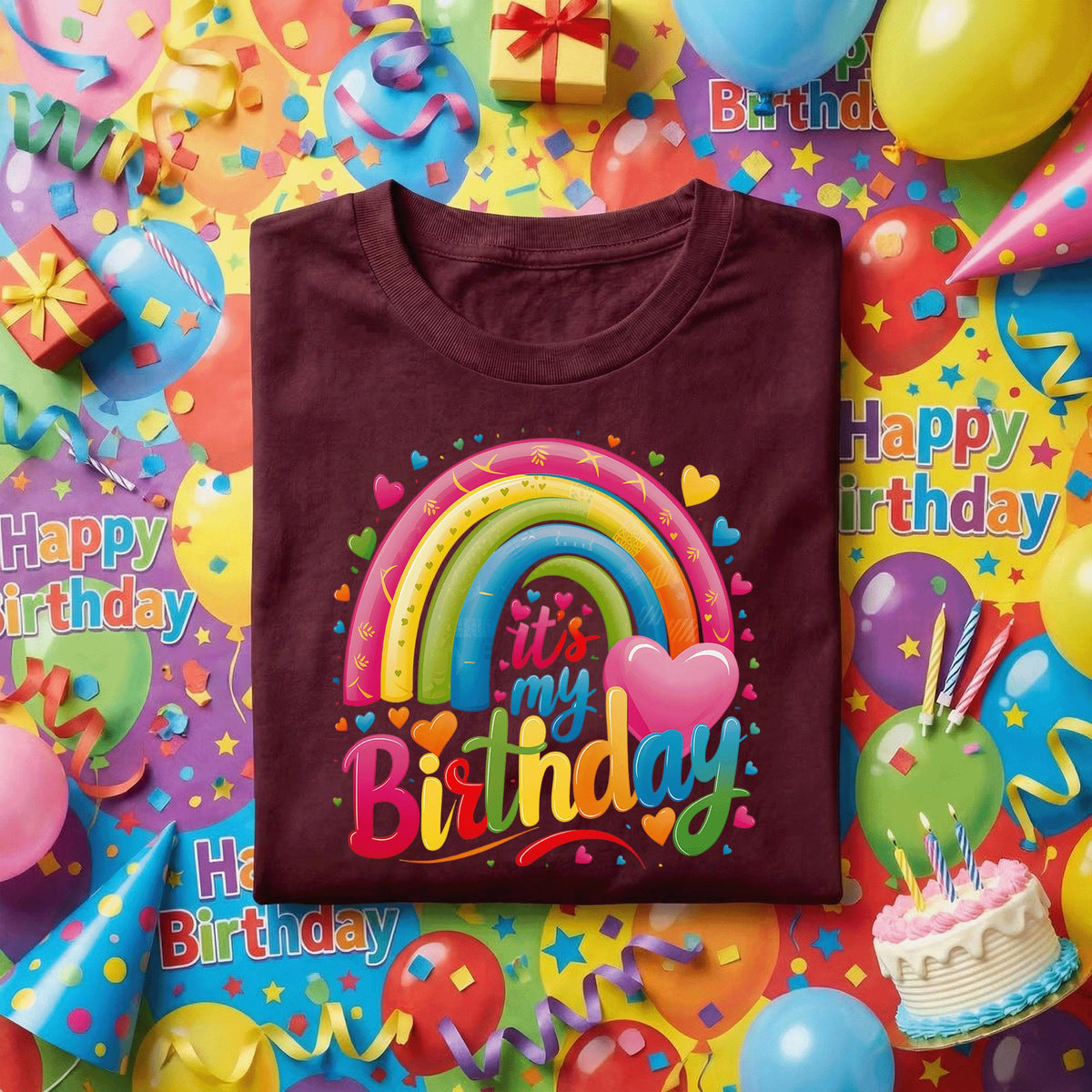 It’s My Birthday Rainbow Shirt, Colorful Heart Birthday Tee, Cute Kids Party Outfit, Fun Rainbow Graphic Shirt, Birthday Girl Gift Idea