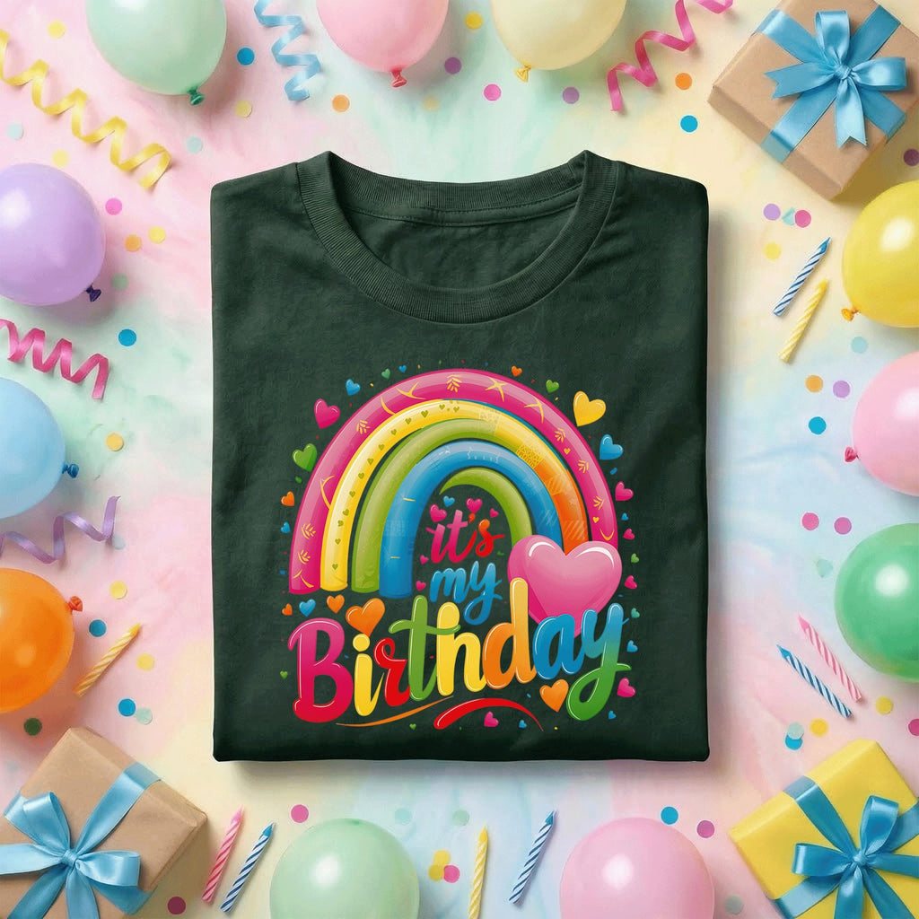It’s My Birthday Rainbow Shirt, Colorful Heart Birthday Tee, Cute Kids Party Outfit, Fun Rainbow Graphic Shirt, Birthday Girl Gift Idea