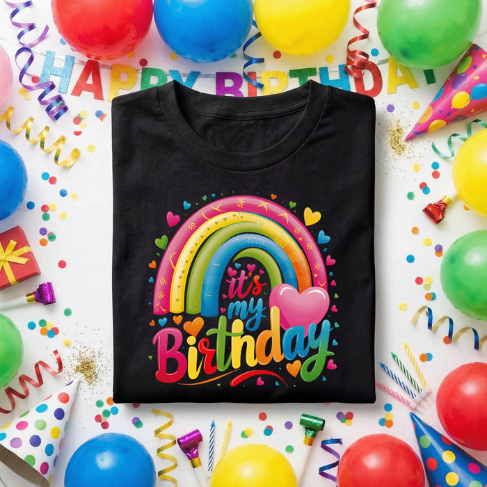 It’s My Birthday Rainbow Shirt, Colorful Heart Birthday Tee
