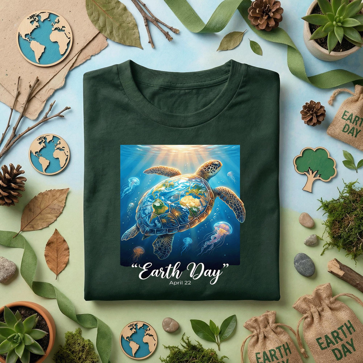 Earth Day Sea Turtle Shirt Ocean Conservation Tee, Marine Life T-Shirt, Save the Ocean Gift, April 22 Eco Awareness Nature Lover Shirt