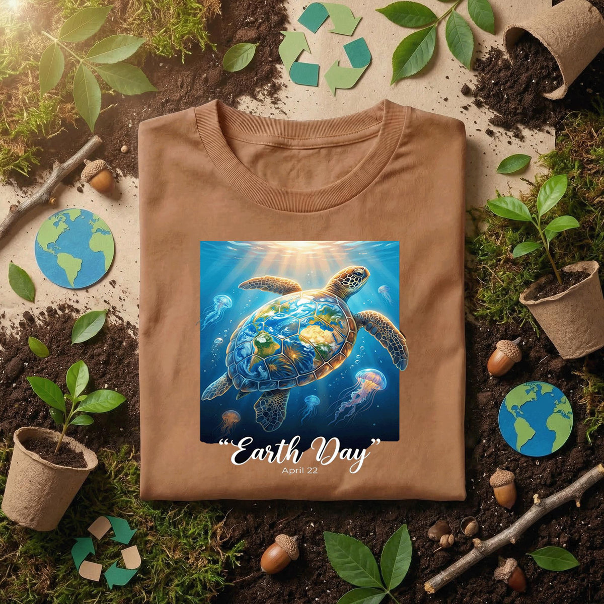 Earth Day Sea Turtle Shirt Ocean Conservation Tee, Marine Life T-Shirt, Save the Ocean Gift, April 22 Eco Awareness Nature Lover Shirt