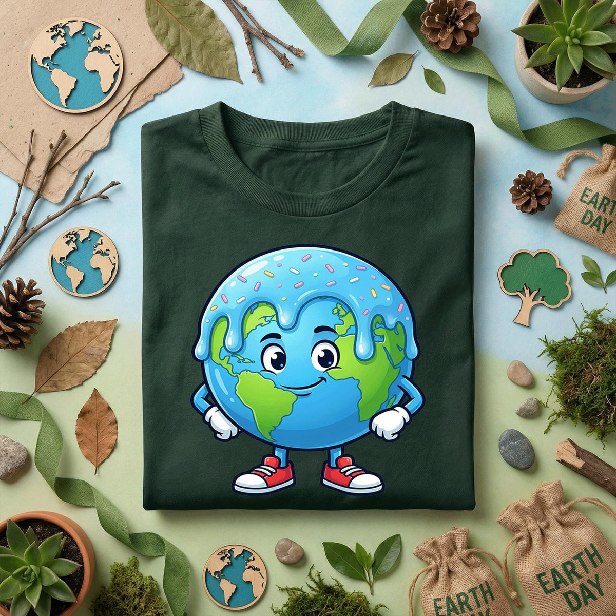 Cute Drip Earth Shirt Kids Youth Boys Funny Planet Tee, Kawaii Earth Design, Kids Earth Day Outfit, Eco Friendly Gift, Happy Planet Shirt
