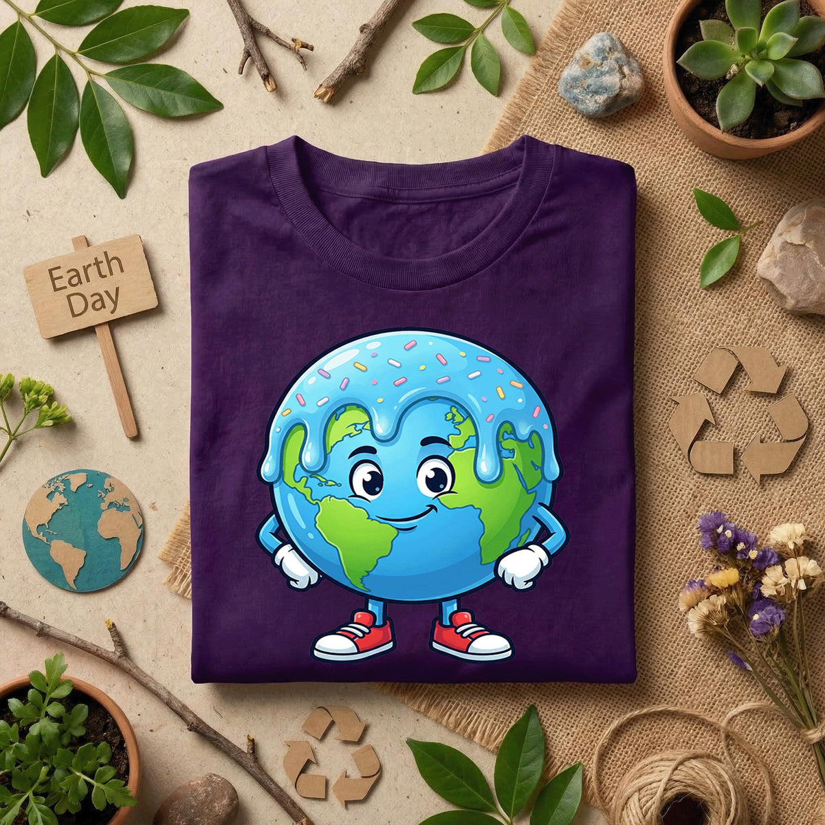 Cute Drip Earth Shirt Kids Youth Boys Funny Planet Tee, Kawaii Earth Design, Kids Earth Day Outfit, Eco Friendly Gift, Happy Planet Shirt