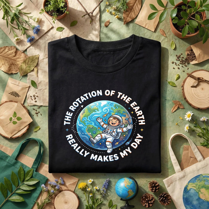 Funny Science Earth Rotation Shirt Astronaut Space Tee, Nerdy Physics Humor T-Shirt