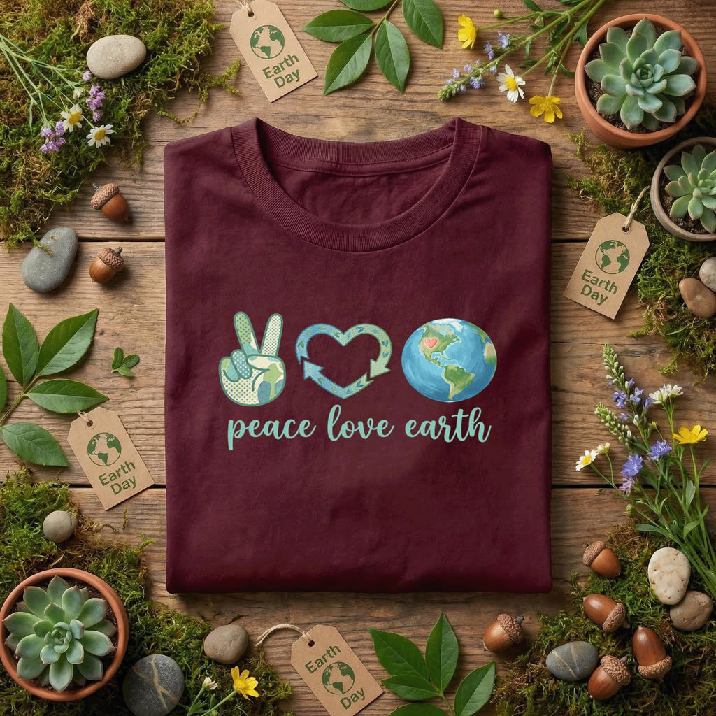 Peace Love Earth Shirt Eco Friendly Tee, Earth Day Shirt, Save Planet Shirt, Environmental Awareness Gift, Nature Lover T-Shirt