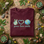 Peace Love Earth Shirt Eco Friendly Tee, Earth Day Shirt, Save Planet Shirt, Environmental Awareness Gift, Nature Lover T-Shirt