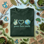 Peace Love Earth Shirt Eco Friendly Tee, Earth Day Shirt