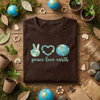 Peace Love Earth Shirt Eco Friendly Tee, Earth Day Shirt, Save Planet Shirt, Environmental Awareness Gift, Nature Lover T-Shirt