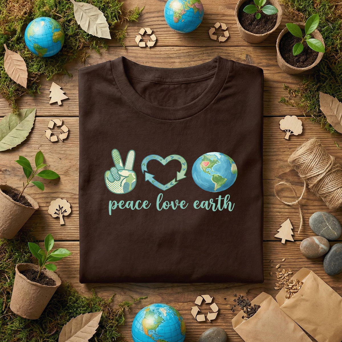 Peace Love Earth Shirt Eco Friendly Tee, Earth Day Shirt, Save Planet Shirt, Environmental Awareness Gift, Nature Lover T-Shirt