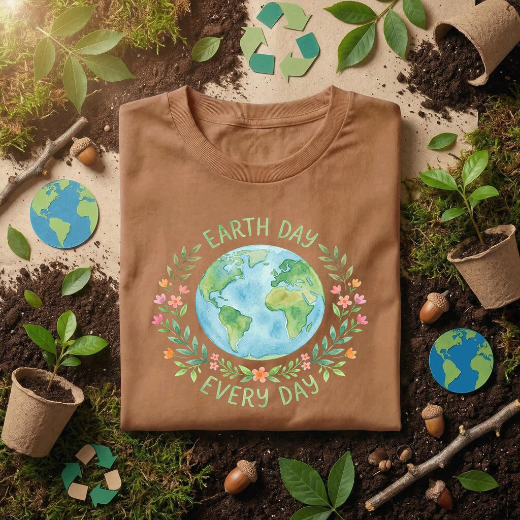 Earth Day Every Day Shirt Floral Earth Tee, Eco Friendly Nature Lover Shirt, Botanical Planet Design, Environmental Awareness Gift