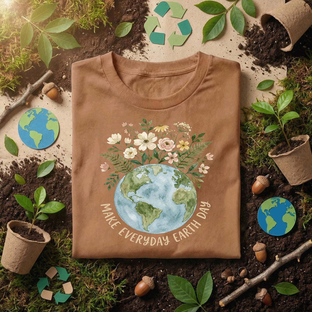 Make Everyday Earth Day Shirt Floral Earth Tee, Eco Friendly Nature Lover Shirt, Botanical Planet Design, Environmental Gift Idea