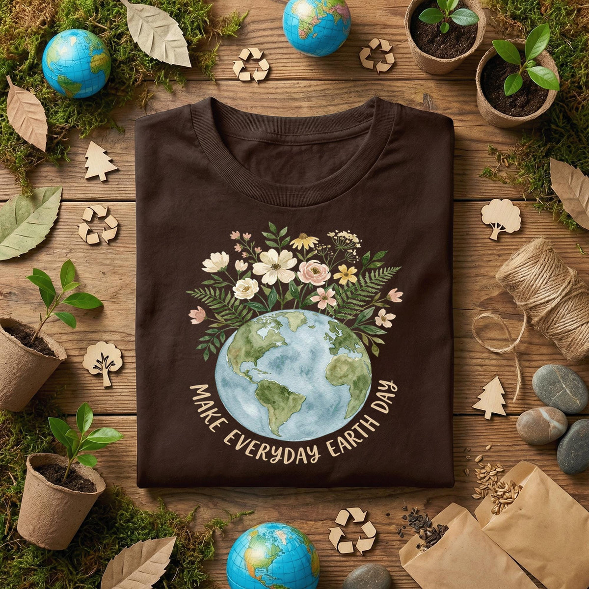 Make Everyday Earth Day Shirt Floral Earth Tee, Eco Friendly Nature Lover Shirt