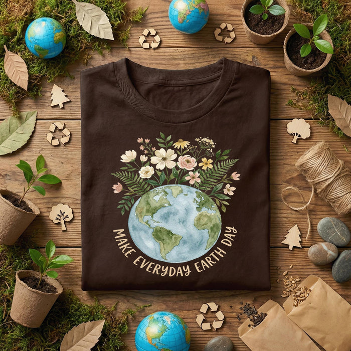 Make Everyday Earth Day Shirt Floral Earth Tee, Eco Friendly Nature Lover Shirt