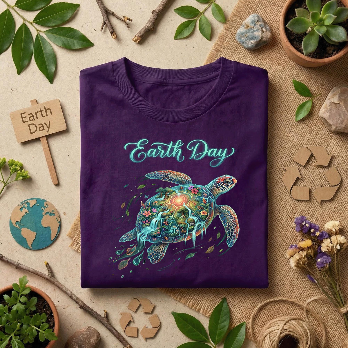 Earth Day Sea Turtle Shirt Colorful Ocean Life Tee, Marine Ecosystem T-Shirt, Save Ocean Gift, Nature Lover Environmental Shirt