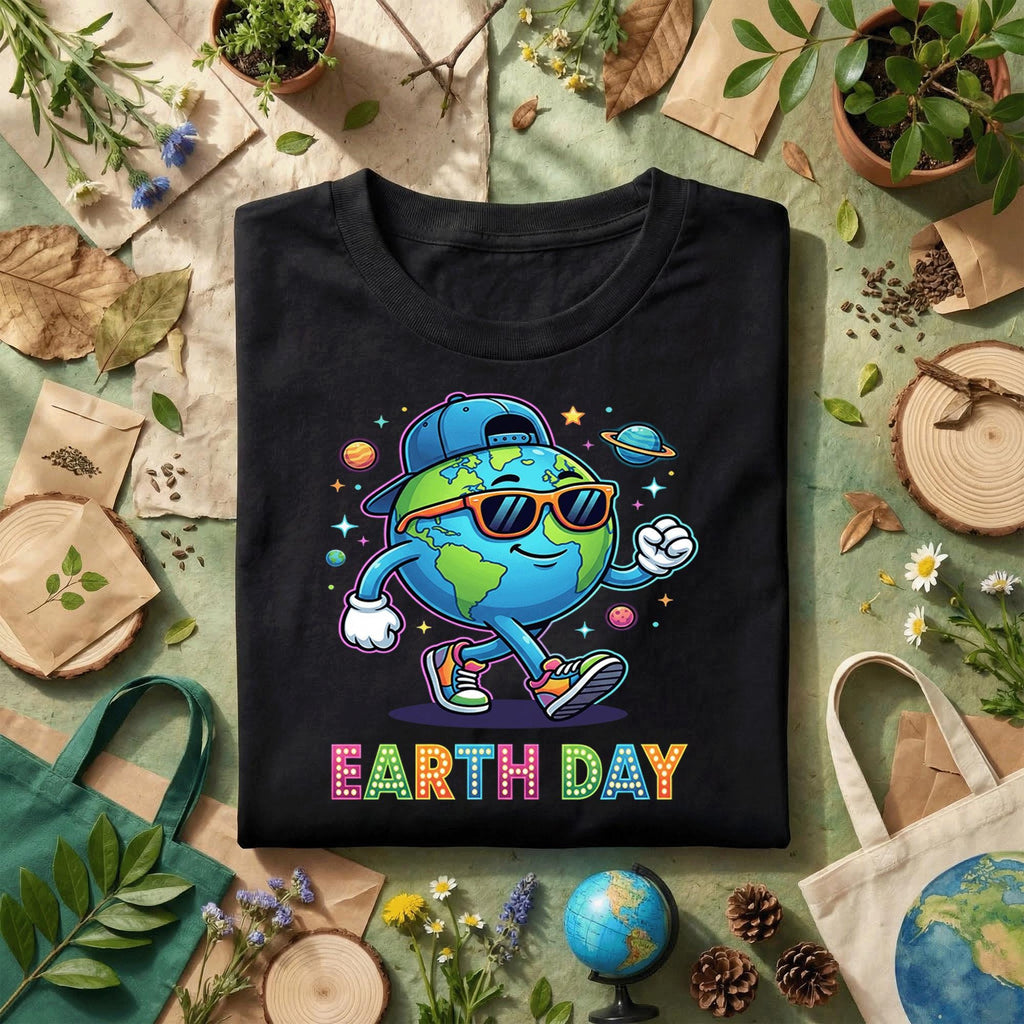 Cool Earth Day Shirt Funny Planet with Sunglasses Tee, Hip Hop Earth T-Shirt