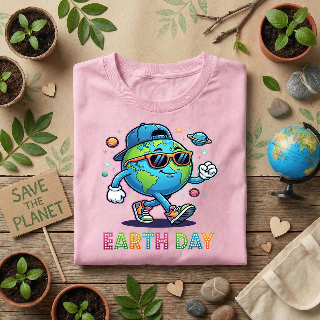 Cool Earth Day Shirt Funny Planet with Sunglasses Tee, Hip Hop Earth T-Shirt, Kids Earth Day Outfit, Fun Eco Friendly Gift Idea