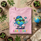 Cool Earth Day Shirt Funny Planet with Sunglasses Tee, Hip Hop Earth T-Shirt, Kids Earth Day Outfit, Fun Eco Friendly Gift Idea