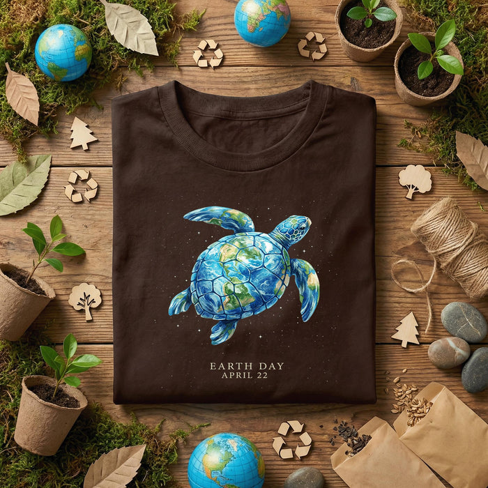 Earth Day Sea Turtle Shirt April 22 Ocean Conservation Tee, Realistic Turtle Planet Shirts