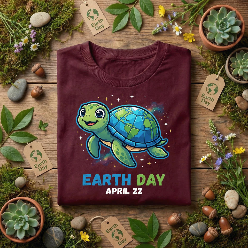 Cute Sea Turtle Earth Day Shirt Youth April 22 Cartoon Turtle Tee, Kids Ocean Animal Shirt, Planet Shell Shirts, Eco Friendly Gift Idea