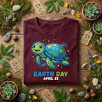 Cute Sea Turtle Earth Day Shirt Youth April 22 Cartoon Turtle Tee, Kids Ocean Animal Shirt, Planet Shell Shirts, Eco Friendly Gift Idea