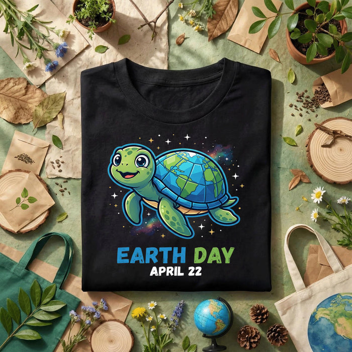 Cute Sea Turtle Earth Day Shirt Youth April 22 Cartoon Turtle Tee, Kids Ocean Animal Shirt