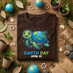 Cute Sea Turtle Earth Day Shirt Youth April 22 Cartoon Turtle Tee, Kids Ocean Animal Shirt, Planet Shell Shirts, Eco Friendly Gift Idea