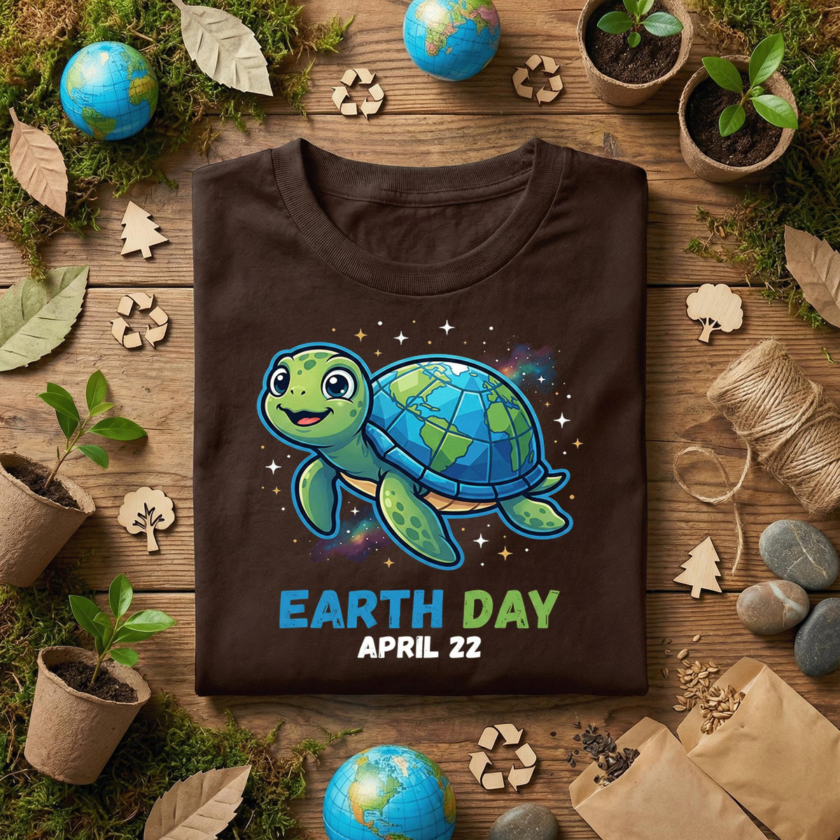 Cute Sea Turtle Earth Day Shirt Youth April 22 Cartoon Turtle Tee, Kids Ocean Animal Shirt, Planet Shell Shirts, Eco Friendly Gift Idea