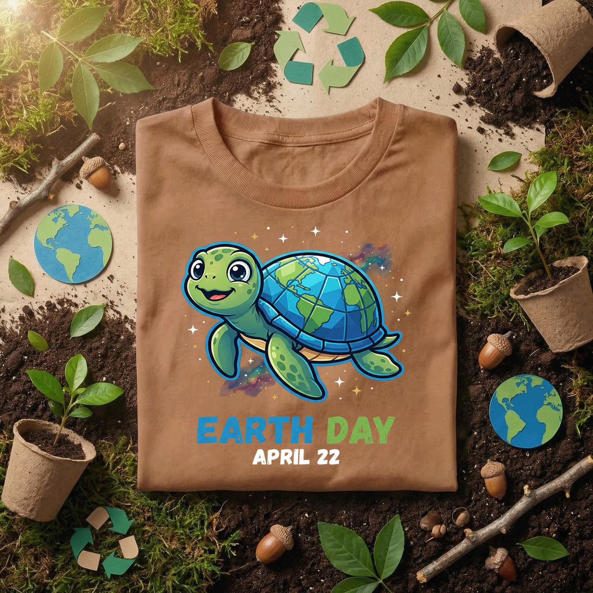 Cute Sea Turtle Earth Day Shirt Youth April 22 Cartoon Turtle Tee, Kids Ocean Animal Shirt, Planet Shell Shirts, Eco Friendly Gift Idea