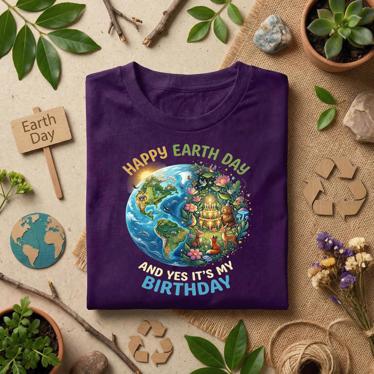 Funny Earth Day Birthday Shirt Happy Earth Day It’s My Birthday Tee, Nature Lover Abril Birthday Gift, April 22 Party Eco Shirt