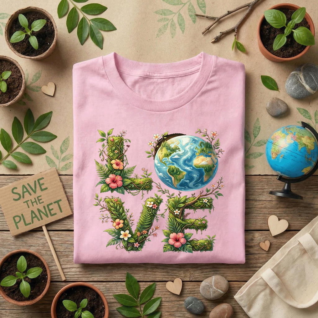 Love Earth Day Shirt Floral Earth Love Tee, Nature Lover Eco Shirt, Botanical Planet Shirts, Environmental Awareness Gift Idea