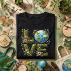 Love Earth Day Shirt Floral Earth Love Tee, Nature Lover Eco Shirt, Botanical Planet Shirts, Environmental Awareness Gift Idea