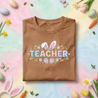 Easter Teacher Shirt Bunny Ears Teacher Tee Cute Spring Teacher Gift Pastel Easter Eggs Carrots Teacher T Shirt School Holiday Apparel