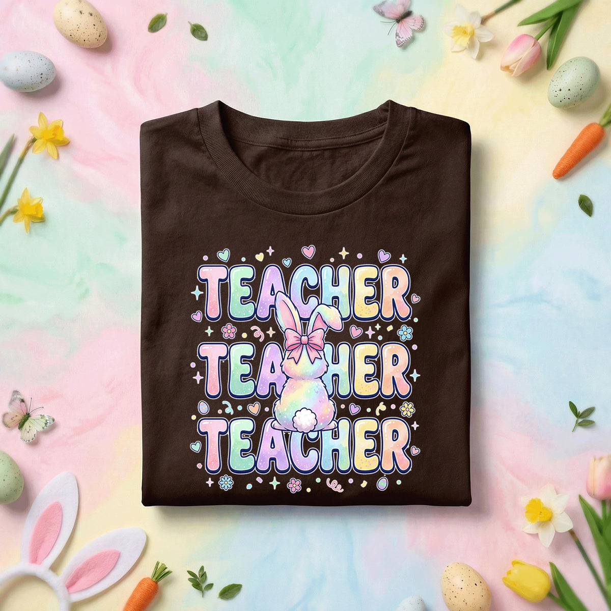 Teacher Easter Shirt Cute Bunny Teacher Tee Pastel Spring Teacher Gift Easter Bunny Shirt Teacher Holiday Shirt