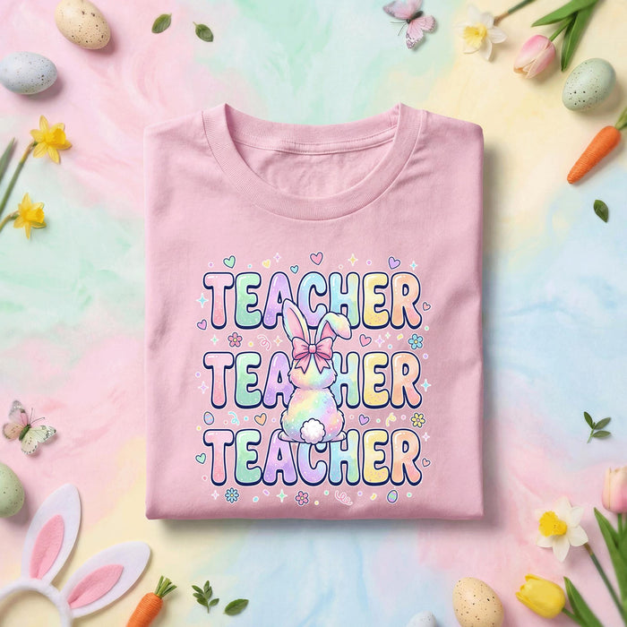 Teacher Easter Shirt Cute Bunny Teacher Tee Pastel Spring Teacher Gift Easter Bunny Shirt Teacher Holiday Shirt