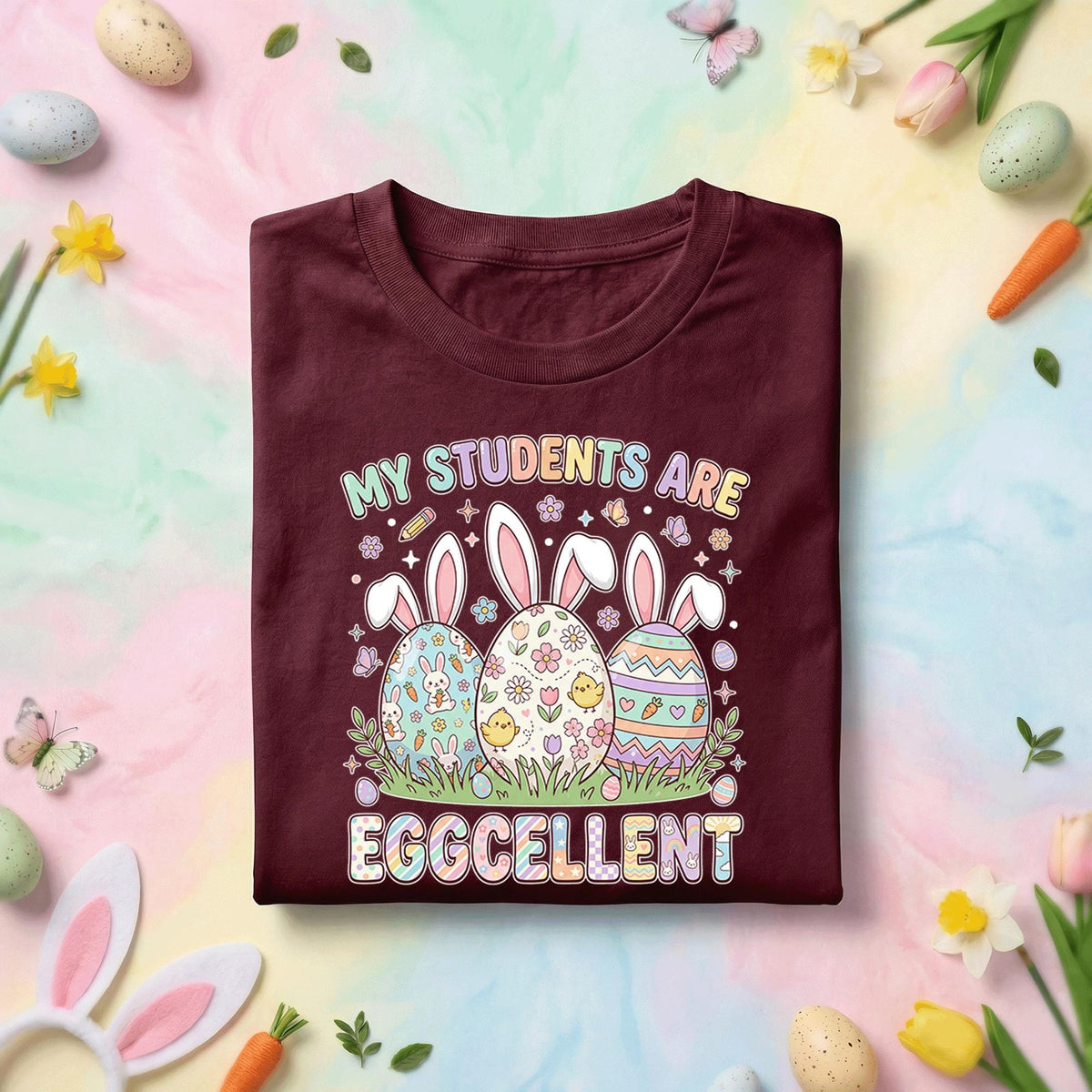 My Students Are Eggcellent Easter Teacher Shirt Cute Bunny Egg Teacher Tee Funny Easter Teacher Gift Spring Classroom Shirt