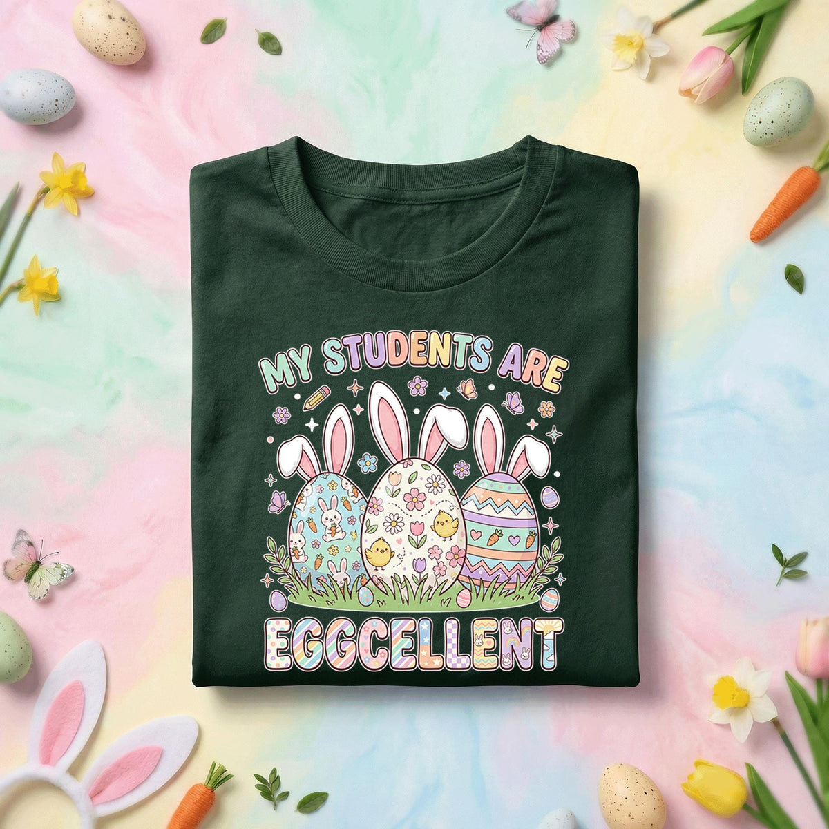 My Students Are Eggcellent Easter Teacher Shirt Cute Bunny Egg Teacher Tee Funny Easter Teacher Gift Spring Classroom Shirt