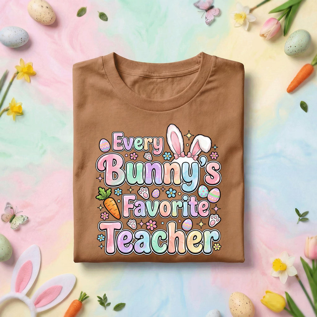 Every Bunny’s Favorite Teacher Easter Shirt Cute Bunny Teacher Tee Pastel Spring Teacher Gift Funny Easter Teacher Shirt