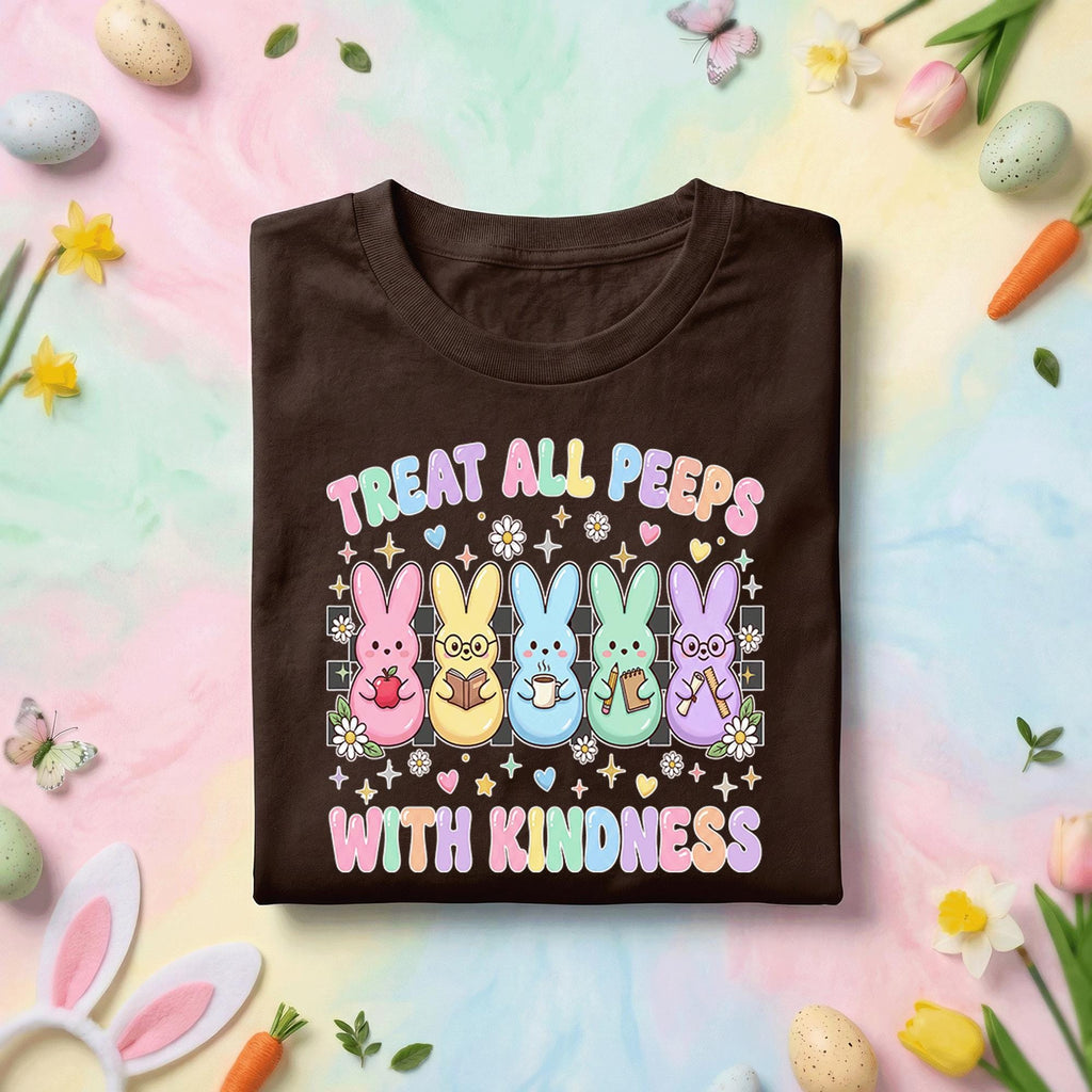 Treat All Peeps With Kindness Easter Teacher Shirt Cute Bunny Peeps Teacher Tee Pastel Spring Teacher Gift Kindness School Shirt