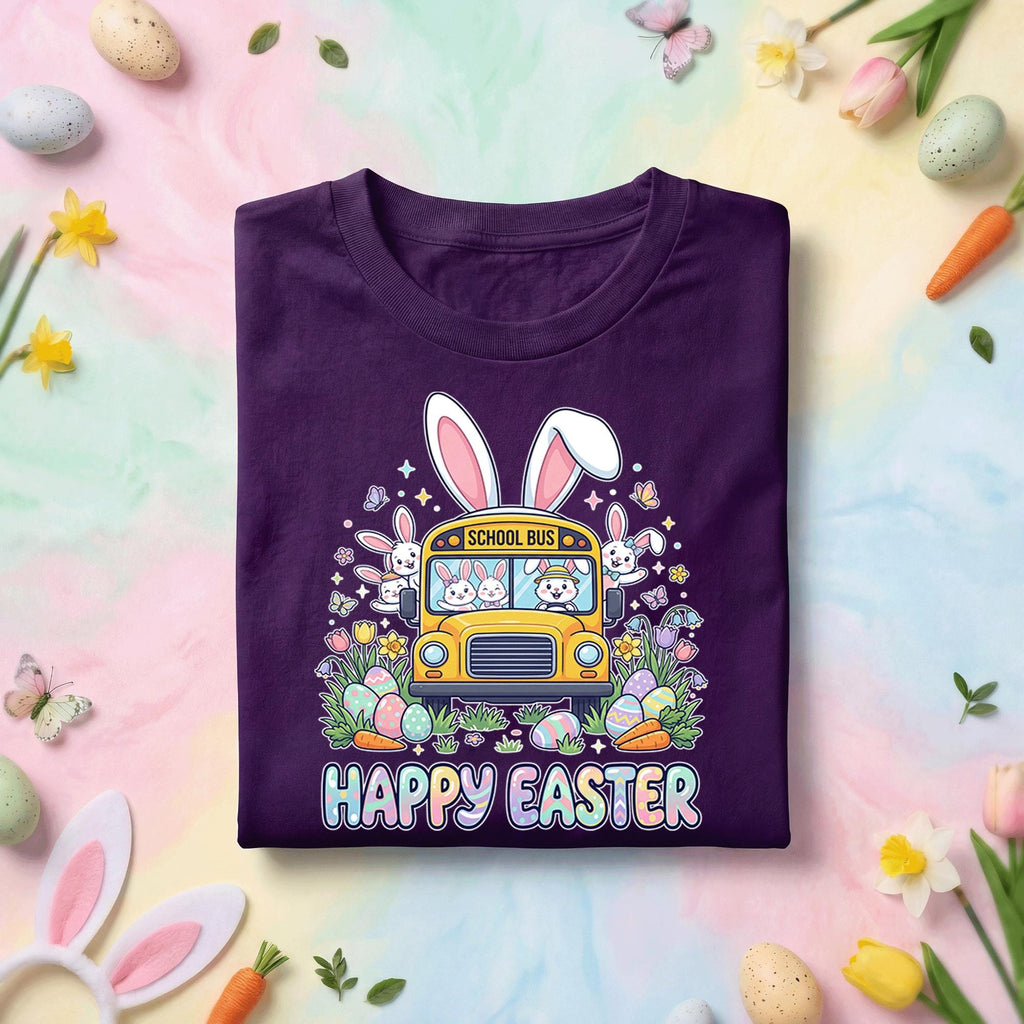 Happy Easter School Bus Bunny Shirt Cute Easter Bunny Bus Shirt Teacher Easter Shirt Spring School Bus Easter Gift Kids Teacher Tee