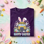 Happy Easter School Bus Bunny Shirt Cute Easter Bunny Bus Shirt Teacher Easter Shirt Spring School Bus Easter Gift Kids Teacher Tee