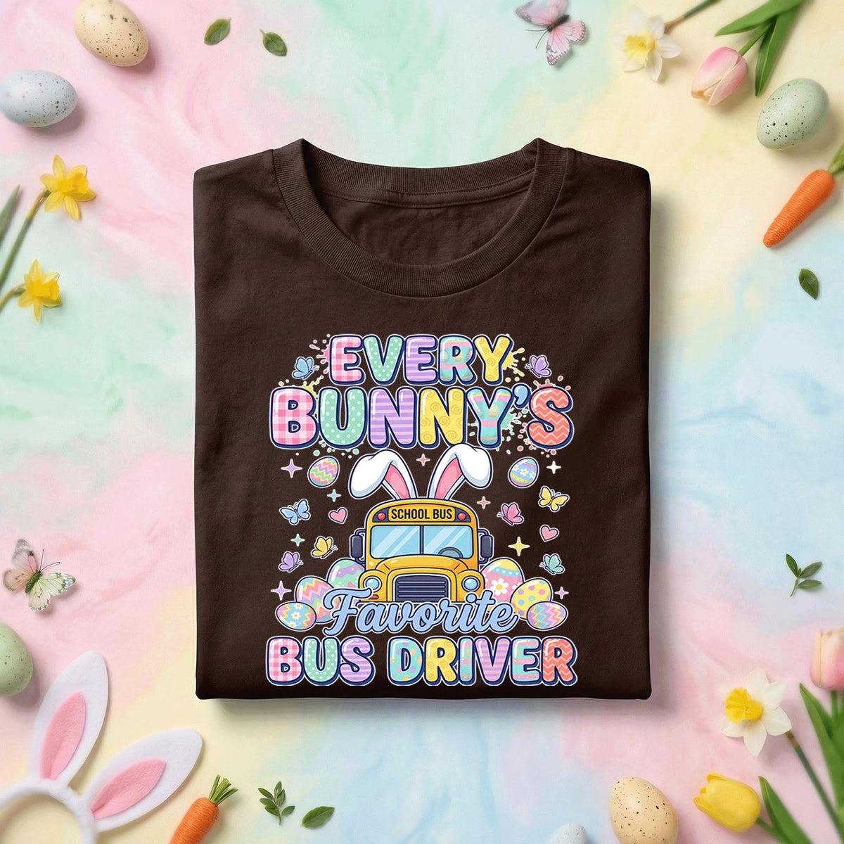 Every Bunny’s Favorite Bus Driver Easter Shirt Cute School Bus Bunny Driver Tee Funny Easter Bus Driver Gift Spring Bus Driver Shirt