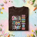 She Is Tea Cher Teacher Shirt Inspirational Teacher Appreciation Gift Cute Retro Teacher Tee Strong Chosen Beautiful ...