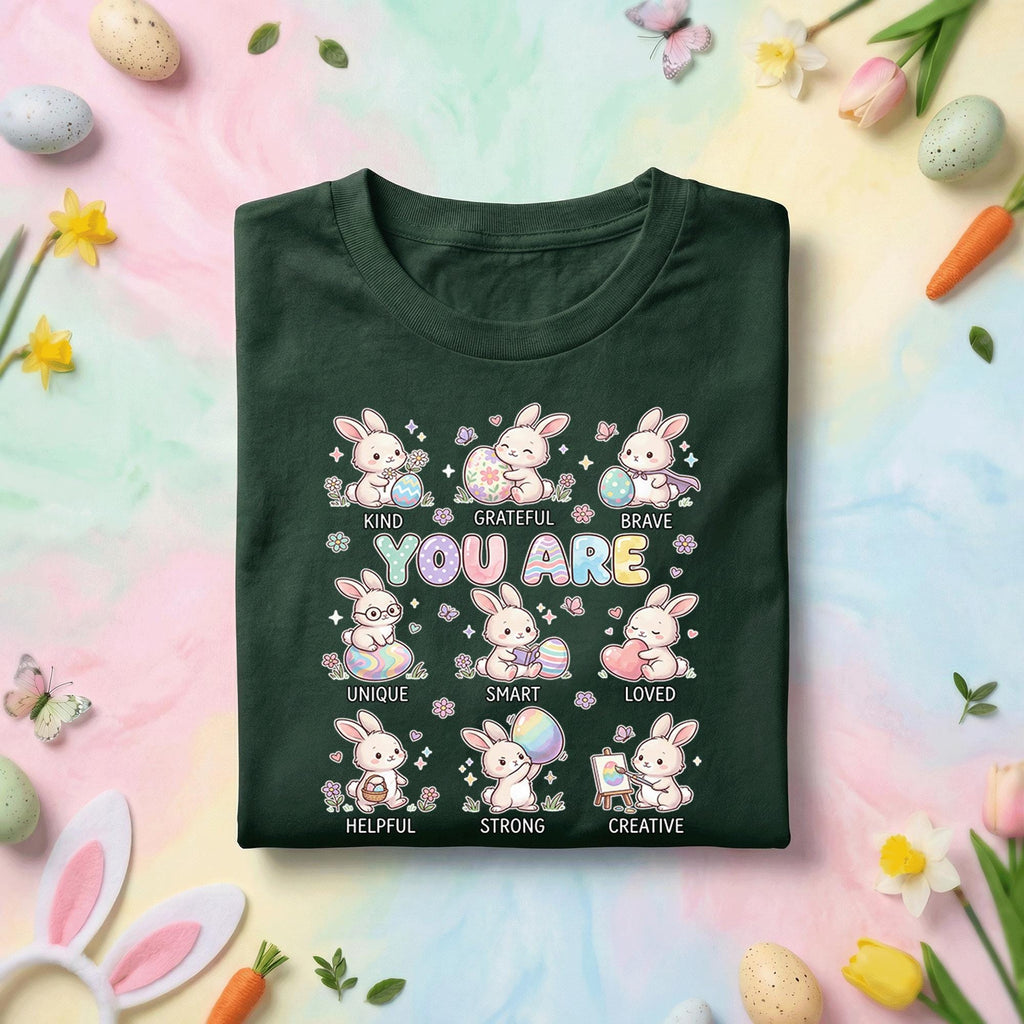 You Are Kind Brave Smart Bunny Shirt Positive Affirmation Easter Shirt Cute Bunny Teacher School Counselor Kids Kindness Shirt