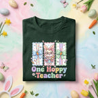 One Hoppy Teacher Easter Shirt Cute Bunny Teacher Tee Pastel Easter Classroom Shirt Funny Teacher Easter Gift Spring Teacher Shirt