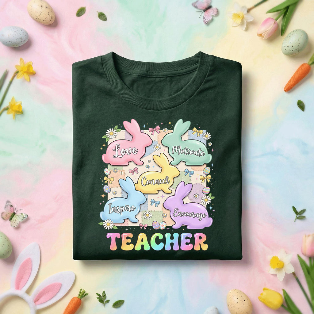 Teacher Easter Bunny Shirt Inspirational Teacher Gift Cute Spring Teacher Tee Love Inspire Motivate Encourage Teacher Shirt