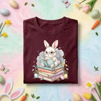 Cute Reading Bunny Easter Shirt Book Lover Bunny Shirt Spring Reading Teacher Tee Librarian Easter Gift Bunny Bookworm Shirt