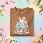 Cute Reading Bunny Easter Shirt Book Lover Bunny Shirt Spring Reading Teacher Tee Librarian Easter Gift Bunny Bookworm Shirt